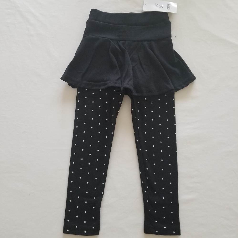 NWT Black Polka Dot Skirted Leggings 4T